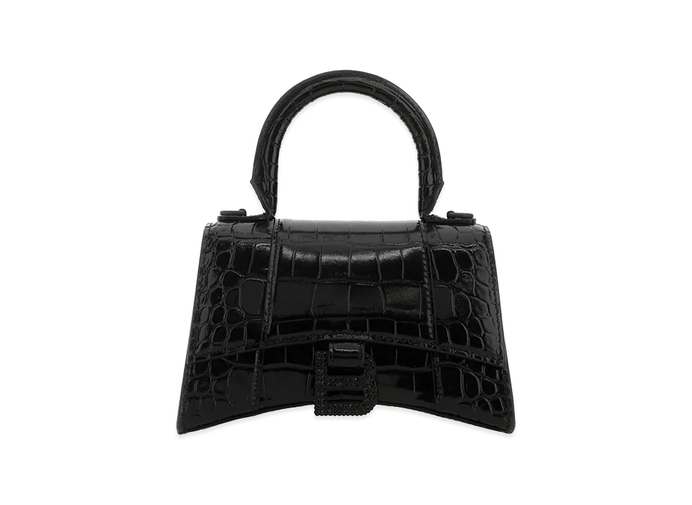 BALENCIAGA Women's Leather Xs Hourglass Handbag "Black"