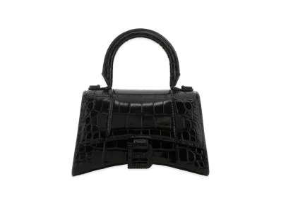 BALENCIAGA Women's Leather Xs Hourglass Handbag "Black"