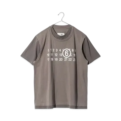 MM6 Maison Margiela Two Layer Numbering T-Shirt "Taupe"