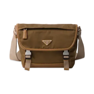 PRADA Re-Nylon and Leather Shoulder Bag "Brown"