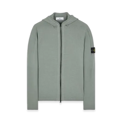 Stone Island 509A3 Lambswool Hooded Cardigan Knit - 23FW "Sage Green"