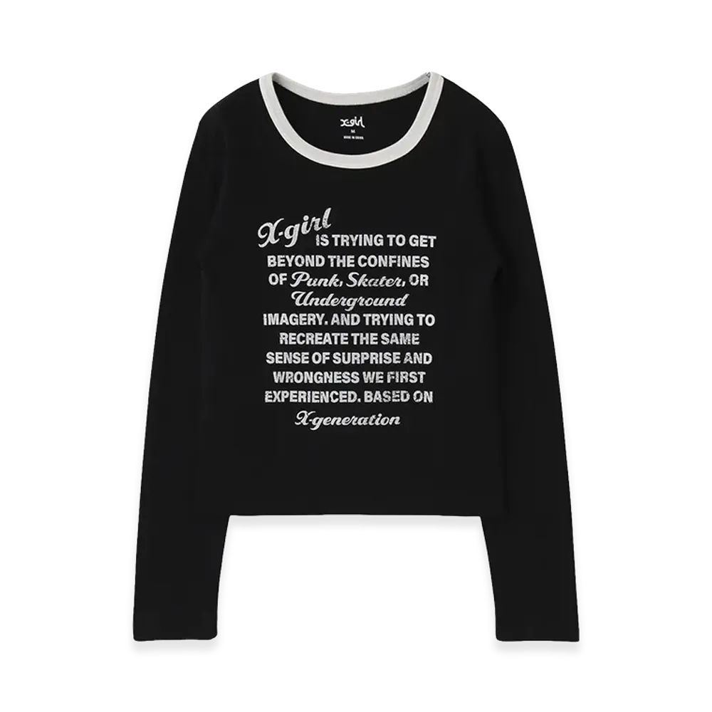 X-Girl Women's Lettering L/S Compact Top "Black"