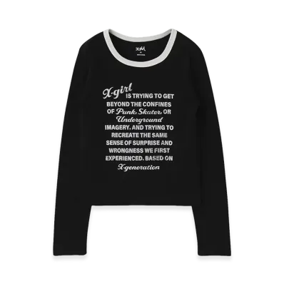 X-Girl Women's Lettering L/S Compact Top "Black"