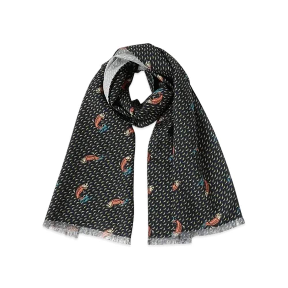 BEAMS Wool Stole Print "Trout"