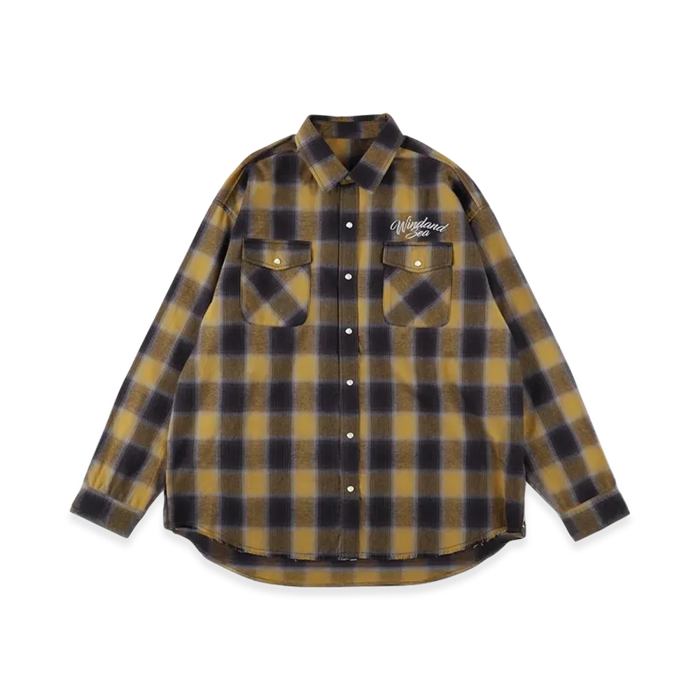 WIND AND SEA Fringe Flannel Plaid Shirt "Yellow"