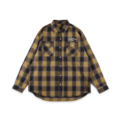 WIND AND SEA Fringe Flannel Plaid Shirt "Yellow"