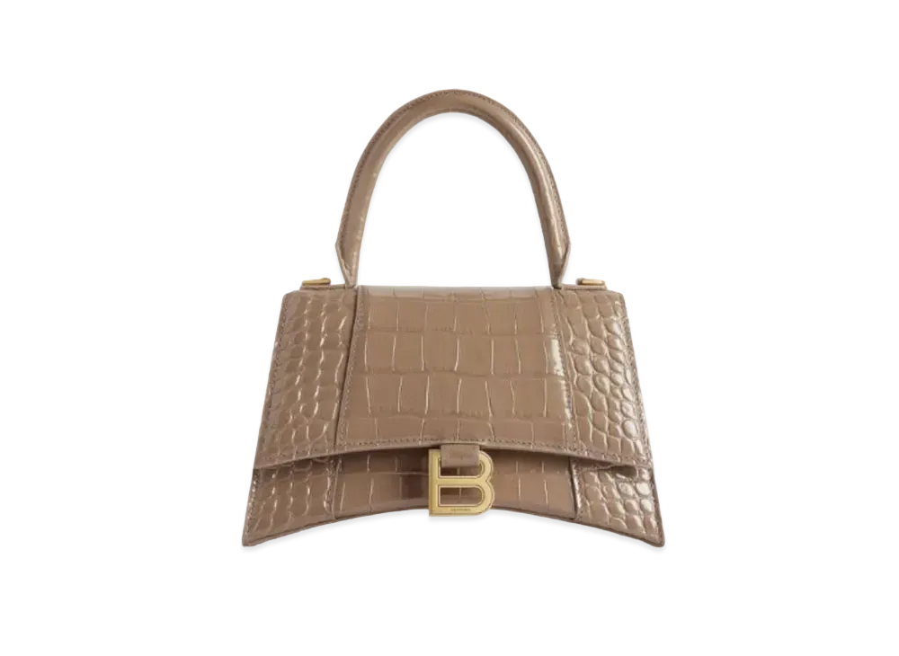 バレンシアガ アワーグラス スモールハンドバッグ クロコダイルエンボス "ダークグレー" 5935461LRGM1212