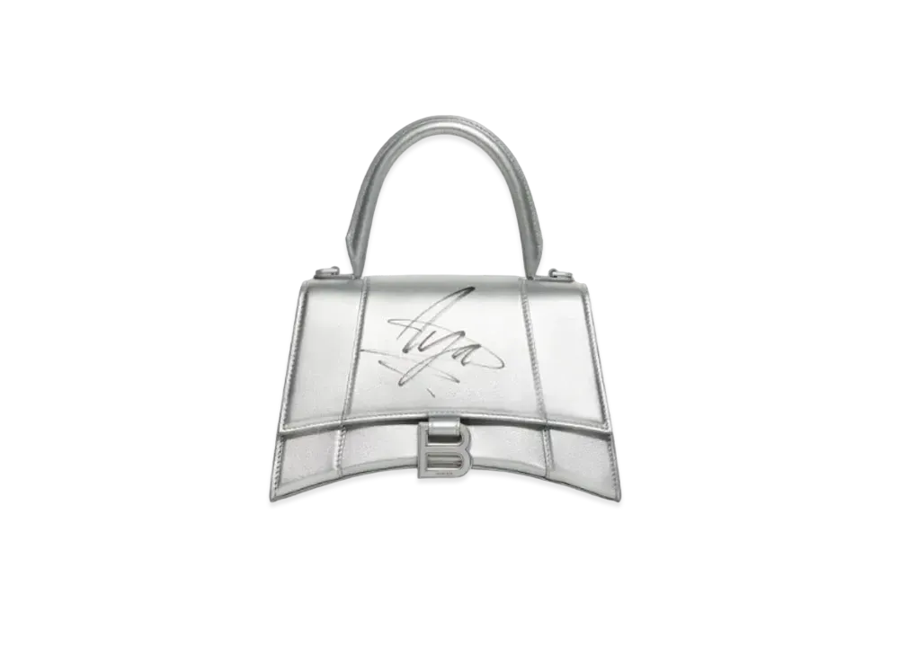 BALENCIAGA MUSIC AYA NAKAMURA Series Hourglass Metallic Textured Small Handbag