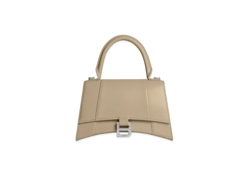 BALENCIAGA Hourglass Box Leather Small Handbag "Beige"