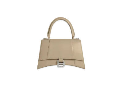 BALENCIAGA Hourglass Box Leather Small Handbag "Beige"