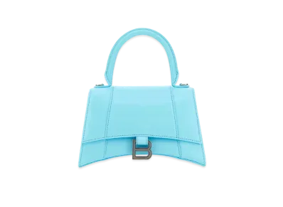BALENCIAGA Hourglass Leather Small Handbag "Blue"