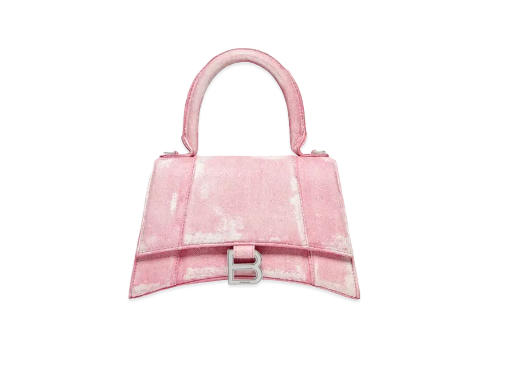 BALENCIAGA Hourglass Denim Small Handbag "Pink"