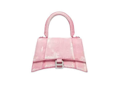 BALENCIAGA Hourglass Denim Small Handbag "Pink"