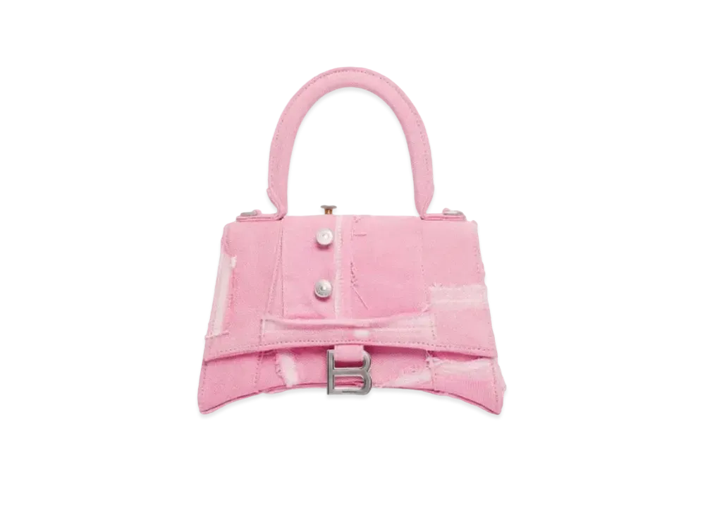 BALENCIAGA Hourglass Small Denim Handbag "Pink"