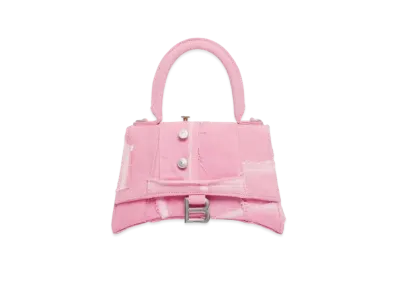 BALENCIAGA Hourglass Small Denim Handbag "Pink"