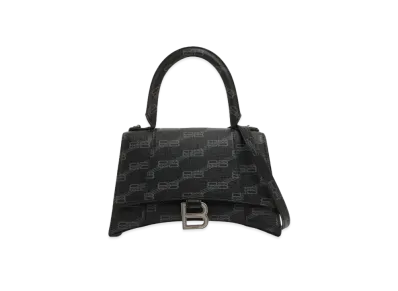 BALENCIAGA Hourglass Small Handbag BB Monogram Coated Canvas "Black"