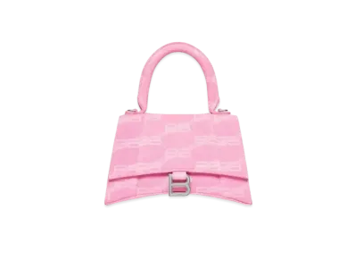 BALENCIAGA Hourglass Small Denim BB Monogram Handbag "Pink"