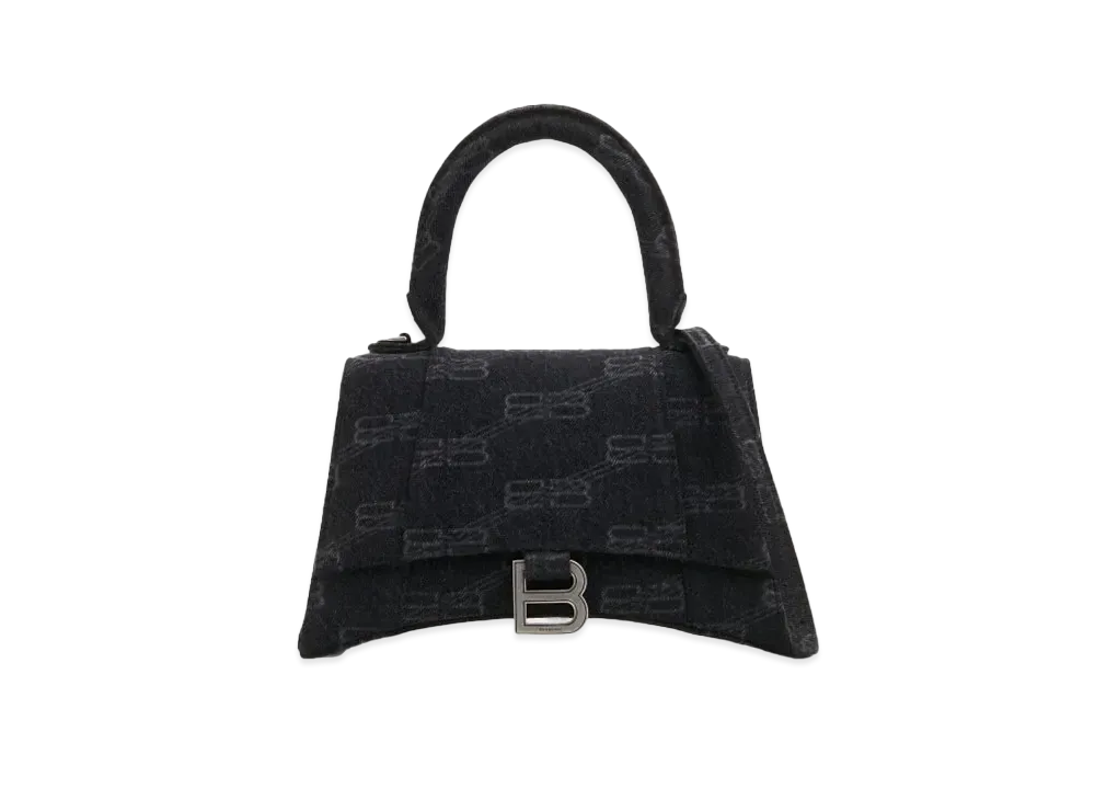 BALENCIAGA Hourglass Small Handbag BB Monogram Denim "Black"