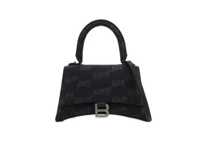 BALENCIAGA Hourglass Small Handbag BB Monogram Denim "Black"