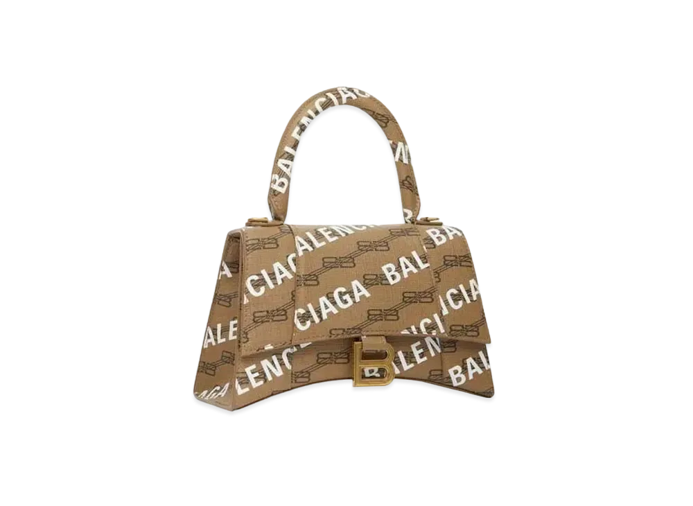 BALENCIAGA Hourglass XS Top Handle Bag BB Monogram "Beige"