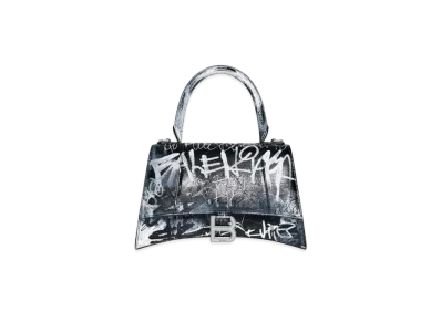 BALENCIAGA Hourglass Small Graffiti Handbag "Black"