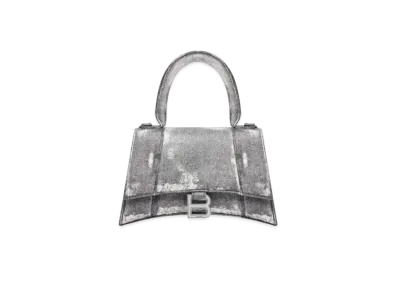 BALENCIAGA Hourglass Small Denim Print Handbag "Grey"