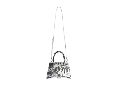 BALENCIAGA Hourglass Small Graffiti Handbag "White"