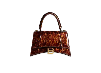 BALENCIAGA Hourglass Small Handbag Tortoise Shell Print "Brown"