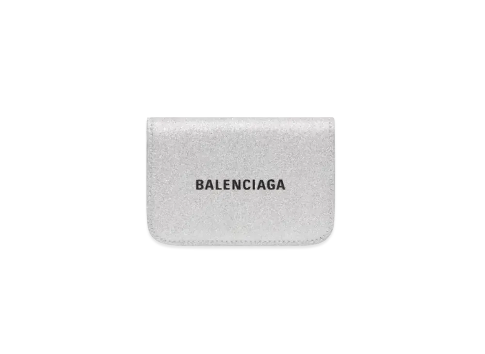 BALENCIAGA Cash Mini Wallet Sparkling Fabric "Silver"