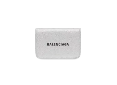 BALENCIAGA Cash Mini Wallet Sparkling Fabric "Silver"