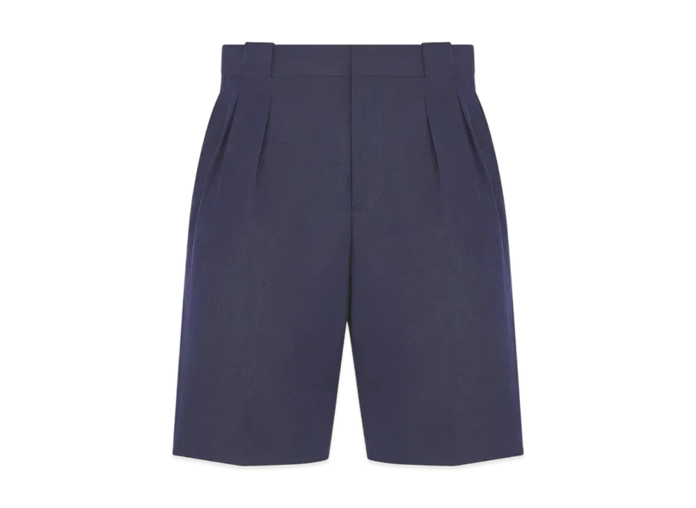 Dior Men's Bermuda Shorts with CD Diamond Embroidery Cotton-Blend Twill "Navy Blue"