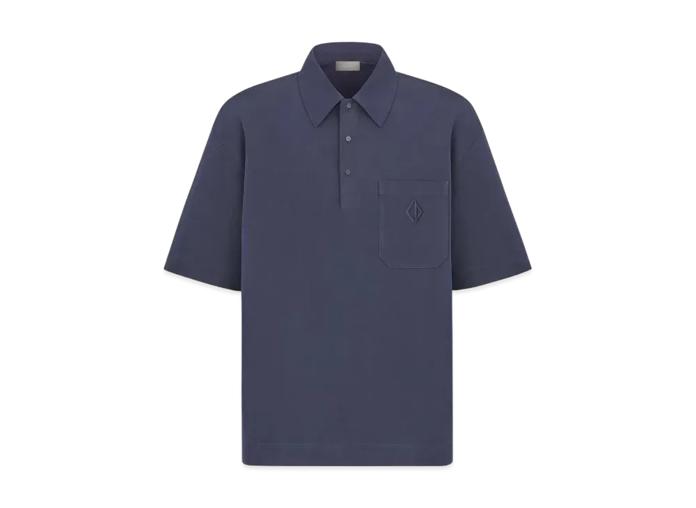 Dior Men's Polo Shirt with CD Diamond Embroidery Cotton-Blend Twill "Blue"