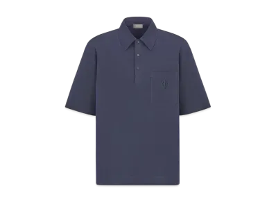 Dior Men's Polo Shirt with CD Diamond Embroidery Cotton-Blend Twill "Blue"