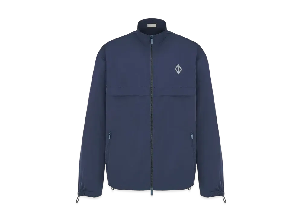 Dior Men's Zipped Shirt with CD Diamond Embroidery Technical Fabric "Blue"