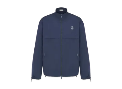 Dior Men's Zipped Shirt with CD Diamond Embroidery Technical Fabric "Blue"