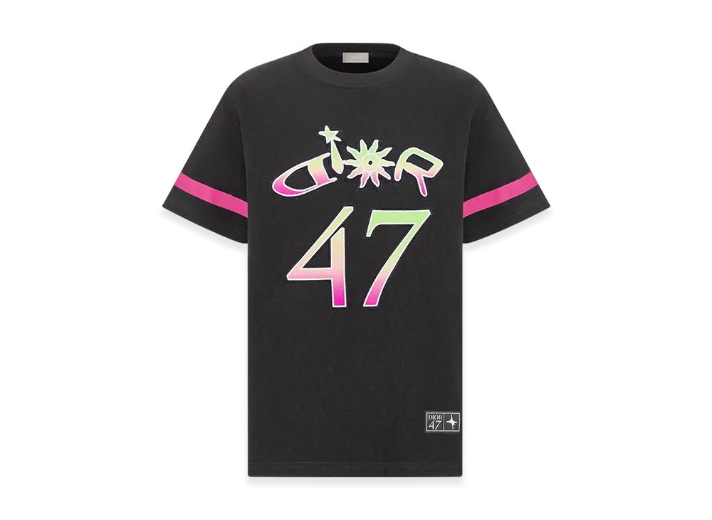 Dior x Lewis Hamilton T-Shirt (Relaxed Fit) in Slub Cotton Jersey "Black/Multicolor"