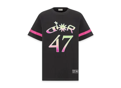 Dior x Lewis Hamilton T-Shirt (Relaxed Fit) in Slub Cotton Jersey "Black/Multicolor"