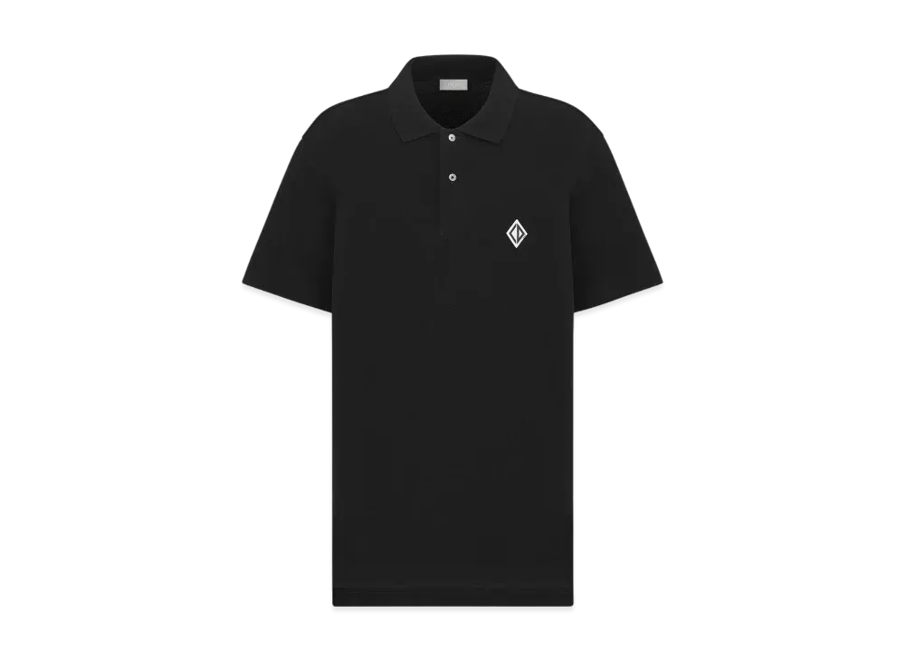 Dior Men's CD Diamond Polo Shirt Cotton Pique Crepe "Black"