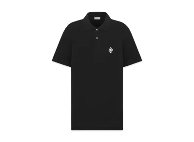 Dior Men's CD Diamond Polo Shirt Cotton Pique Crepe "Black"