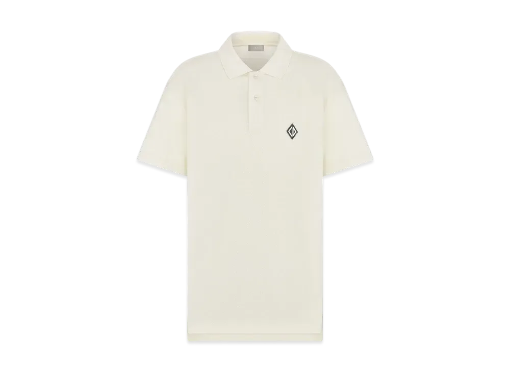 Dior Men's CD Diamond Polo Shirt Cotton Pique Crepe "Off White"