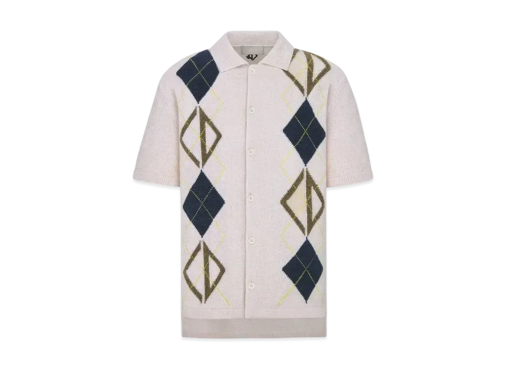 Dior Men's CD Diamond Shirt Cotton-Blend Intarsia Jersey "White"