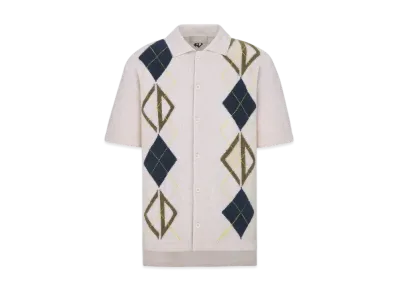 Dior Men's CD Diamond Shirt Cotton-Blend Intarsia Jersey "White"