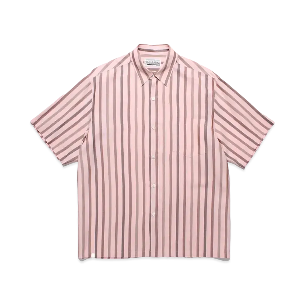 WACKO MARIA Striped Regular Collar Shirt "Pink"