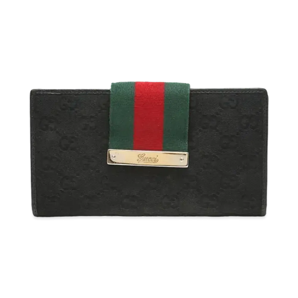 GUCCI GG Canvas Sherry Line Long Wallet