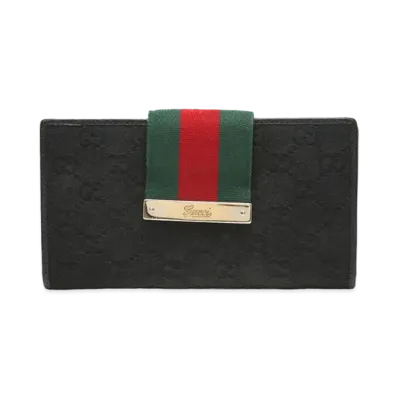 GUCCI GG Canvas Sherry Line Long Wallet