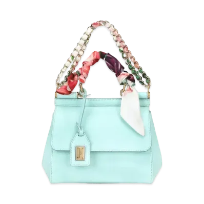 Dolce&Gabbana Sicily Bag Small Dauphine Calfskin Scarf "Blue"