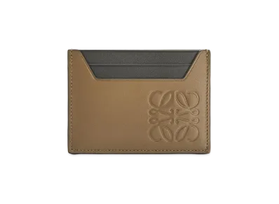 LOEWE Brand Plain Cardholder In Classic Calfskin "Khaki Brown"