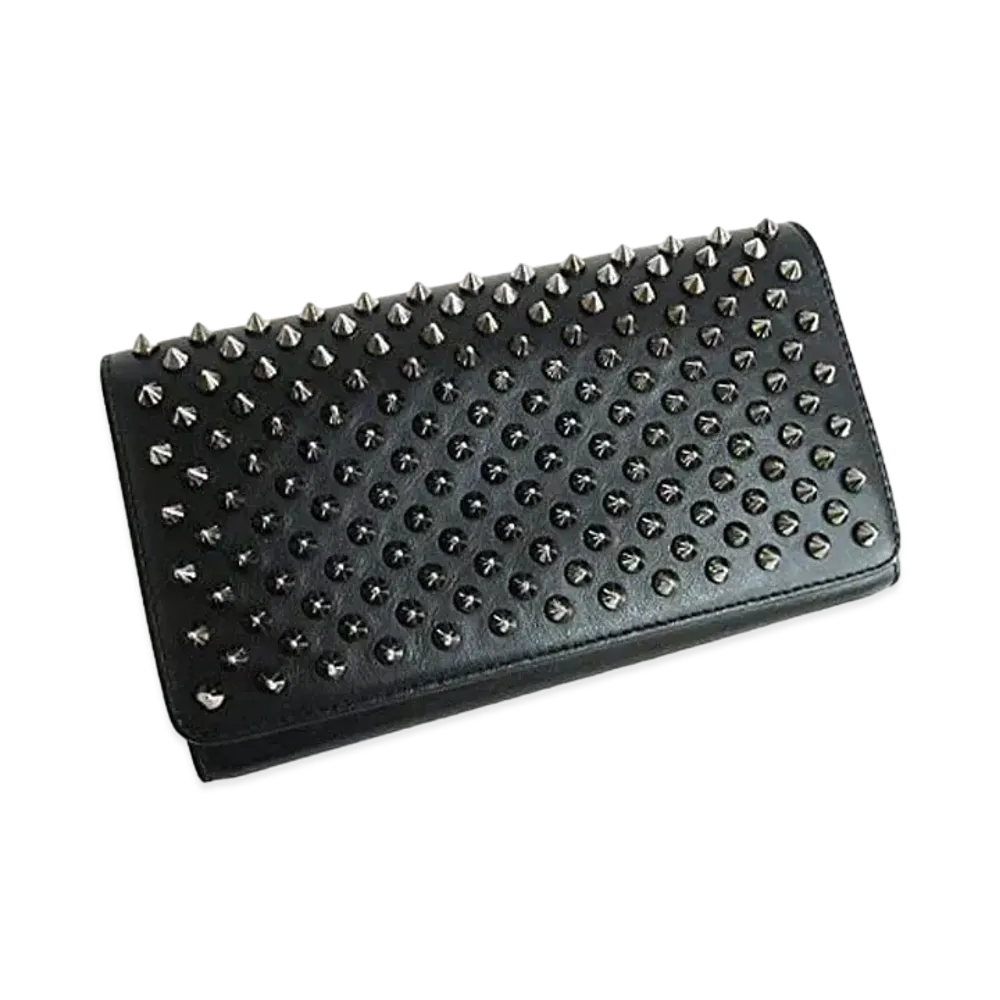 Christian Louboutin Macaron Studs Leather Flap Long Wallet "Black"
