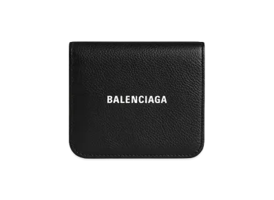 BALENCIAGA Women's Cash Flap Coin & Card Holder "Black"