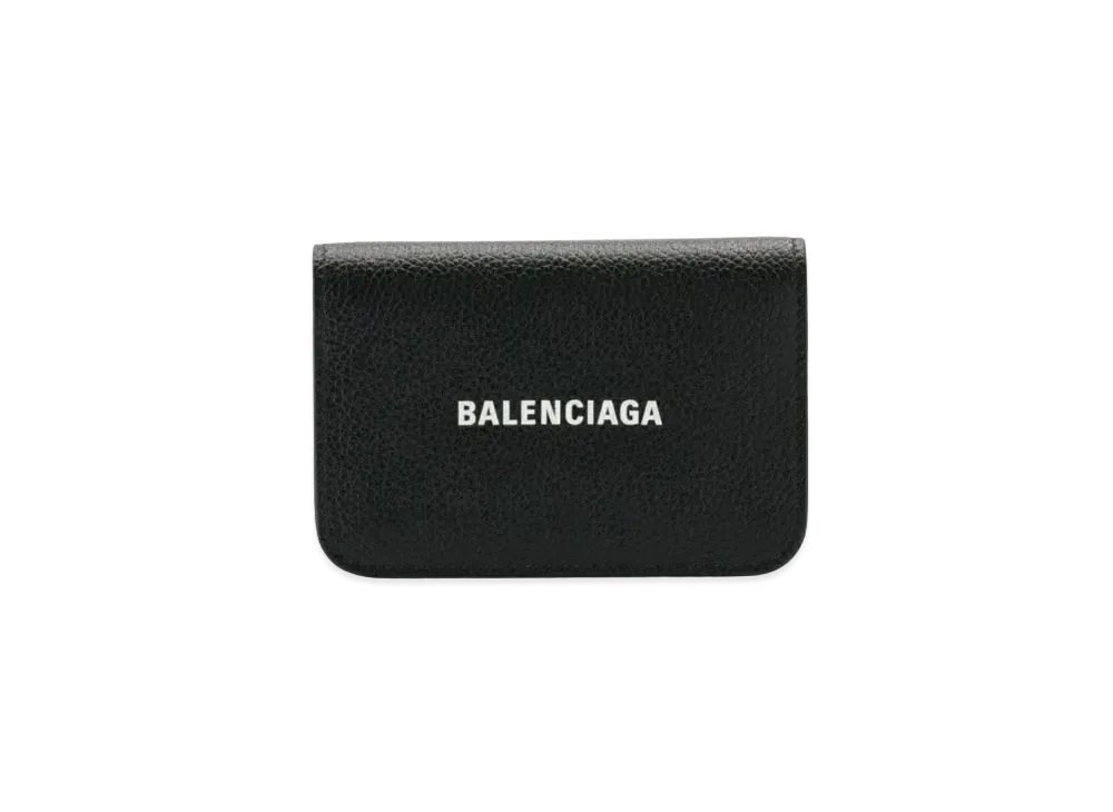 BALENCIAGA Cash Flap Card Holder Grained Calfskin "Black"